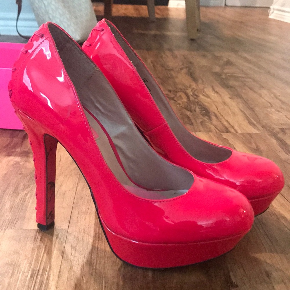 Betsey Johnson Hot Pink Lace Up Heels